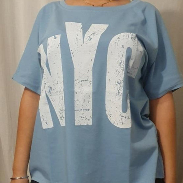 T-Shirt Imprimé NYC - Bleu-Blanc
